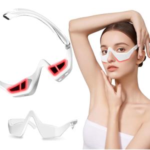 Under Eye Red Light Therapy Device,650nm Red Light Therapy for Eyes Glasses, Microcurrent Eye Massager Mask for Dark Circles, Smoother Fine Lines & Puffiness, Home Skincare
