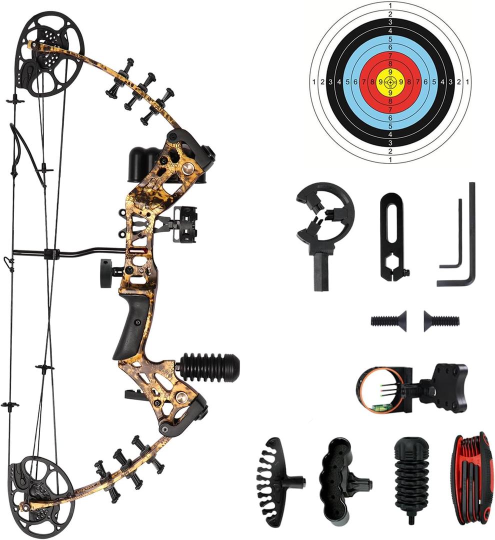 Youth Compound Bow Set 15-45 Lbs for Teens and Beginner, Package with Archery Hunting Equipment, Max Speed 260fps, Adjustable, Right Hand