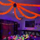 2 x Mega-L Neon Halloween Party Decorations, 26ft Fluorescent Orange Pumpkin Garland Banner Glow in the Dark Party Supplies Cute Hanging Ceiling Decors for Birthday Home Wall Fence Porch Black Light Party