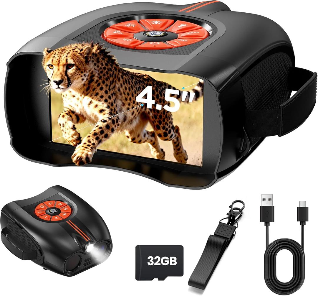 4K Night Vision Goggles for Adults: 4.5" IPS Screen Binoculars with 10X Zoom - Gifts for Men Dad Husband Boy Friend - 2624FT Digital Infrared Binocular for Camping Wildlife - Tech Gadgets Telescope