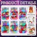 6 Set 2026 VBS Crafts Mason Jars Kit with Jesus Is The Light Stickers LED Candles Light Tissue Paper Twine for Sunday School Activities Christian DIY Projects Religious Decoration