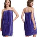 Towel Wrap for Women After Shower, Super Absorbent & Quick Dry Spa Bathrobes Lightweight With Pockets (Small-Medium, Dark Purple)