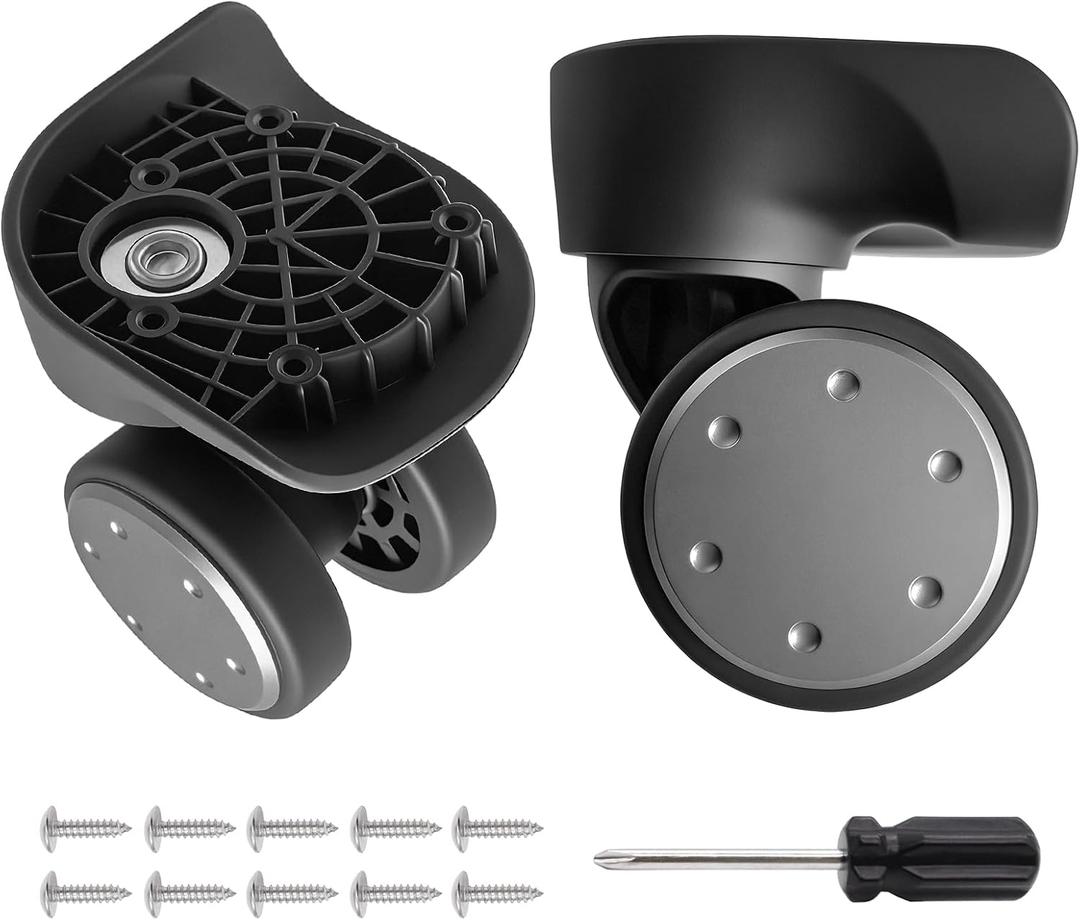 Luggage Wheels Replacement 2 Pack Heavy-Duty Suitcase Wheels with 5 Screw Holes,360° Smooth Rolling Spinner Casters for Luggage Repair(FW134-S)