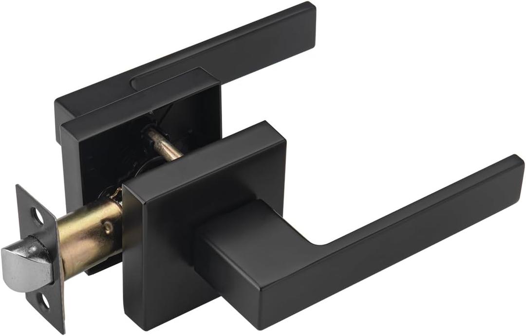 Black Door Handles Interior, Non Locking Passage Door Lever for Hall 