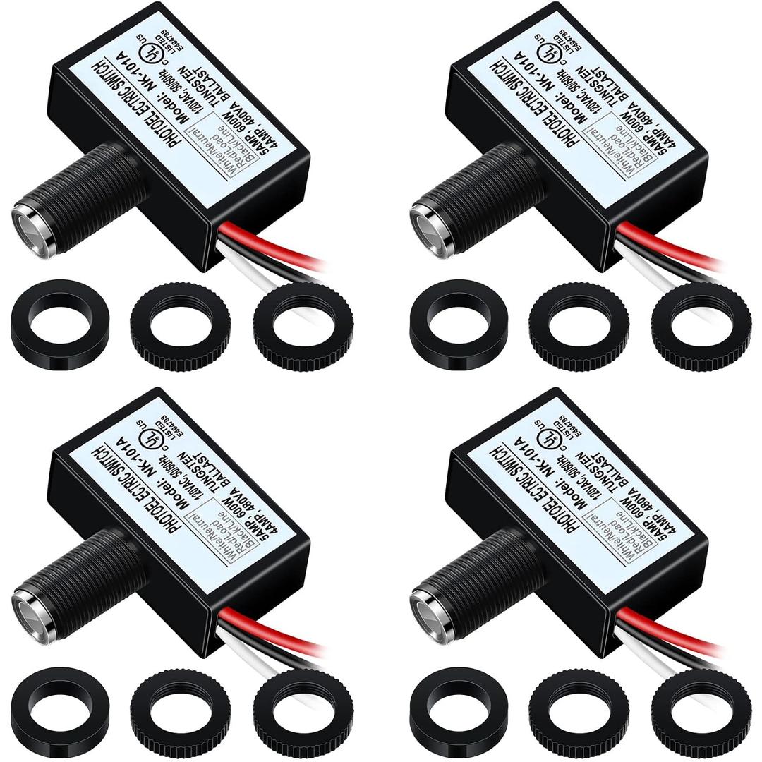 4 Pack 120V AC Photoelectric Switch Light Control Sensor Button Switch with Automatic Illumination Detection Circuit,Dusk to Dawn Senso