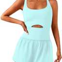 Wenlia Women Workout Romper Onesie with Padded Bras Sleeveless One Piece Outfits Shorts Atheletic Running Jumpsuit Clothes (Medium)