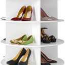 SpaceAid 7 Tier Rotating Shoe Rack Tower, Spinning Shoe Display Lazy Susan, Revolving 360 Shoe Rack Storage Round Carousel, Vertical Handbag Rotate Shoes Closet Organization (7-Tier White)