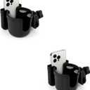 Accmor 2-in-1 Walker Cup Holder with Phone Holder, Wheelchair Cup Holder, Rollator Cup Holder, Cup Phone Holder for Walker, Wheelchair, Rollator, Mobility Scooter (All Black-2pc)