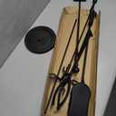 Lizh Metalwork 5 Pieces Black Wrought Iron Fireplace Companion Set,Modern Indoor Outdoor Fireplace Accessories Set,Include Tongs, Shovel, Poker,Brush and Cast Iron Base