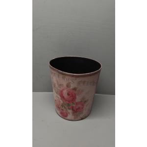 Leather Roses Pink Trash Can for Bedroom,Waterproof Round Wastebasket Garbage Container Bin for Bedroom, Office, Kitchen, Living Room and Bathroom,2.1 Gallons (Pink Roses)