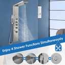 ROVOGO Shower Panel Tower System - Use 4 Shower Modes at the Same Time | Rainfall Waterfall Shower Head, 5 Body Jets & 3-Setting Handheld, Stainless Steel Brushed Shower Column W/ Brass Valves, 50"
