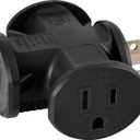 GE 3-Outlet Extender, T-Shaped Adapter Spaced, Outdoor Rated, Grounded Wall Tap, 3-Prong, Multiple Plug, Power Splitter, Cruise Essentials, Use for Home Office School Dorm Garage, Black, 50872