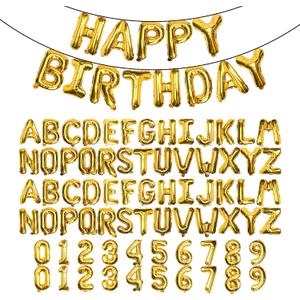 [85 PCS] 16" Gold Letter Number Balloons, Happy Birthday & 2 Sets of A-Z 0-9, Foil Mylar Aluminum Hanging Alphabet for Graduation New Year eve Birthday Party Decorations