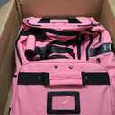 Travolution Dance Bag with Garment Rack, 28 Inch Rolling Duffel With Wheels, Ideal for Competitions & Travel, Easy-assembly Lightweight Aluminum Clothes Rack, Drop-Bottom Luggage (Black/Pink)