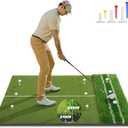 Premium Dual-Turf 5x4ft Golf Mat:10MM & 15MM Upgraded Golf Hitting Mat, Alignment & Angle of Approach Aid, Indoor/Outdoor Practice, Green,Ideal Golf Valentine's Day Gifts