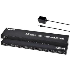 4K HDMI Splitter 1 in 12 Out, Powered HDMI Distributor Support 4Kx2K@30Hz Full HD for PC Laptop PS4 Xbox HDTV Office Home Teaching