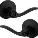 Kwikset Tustin Interior Privacy Door Handle with Lock, Door Lever For Bathroom and Bedroom, Matte Black Reversible Keyless Push Button Lock Door Lever, with Microban Protection (1 Pack)