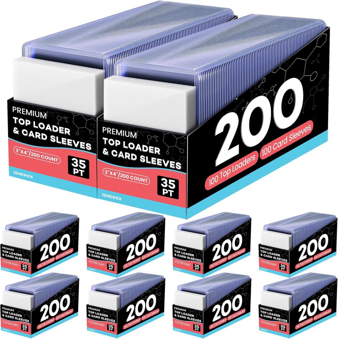 2000 Card Sleeves Top Loaders for Cards, 3" x 4" Hard Plastic Toploaders, Baseball Card Protectors, Trading Card Holder for Football Sports Cards (1000 Toploaders + 1000 Penny Sleeves)