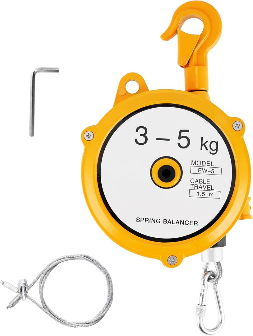 YJINGRUI Retractable Spring Balancer 3~5kg(6.6~11lbs) Hanging Tool Spring Balancer Balancer Retractor 1.5m Wire Rope Hanging Holding Equipment (Yellow)
