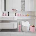 XLHOMO Pink Bathroom Set, Pink Bathroom Accessories Set with Trash Can, 2PCS Soap Dispensers, Soap Dish, Toothbrush Holder, Toothbrush Cup,Toilet Brush, Tray and Qtip Holders for Bathroom Decor