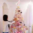 Poen Easter Tree Topper with Bunny Ears Metal Spiral Bunny Ornaments Rabbit Christmas Tree Decor for Easter Holiday Decoration Spring Party Supplies (10 Inches)
