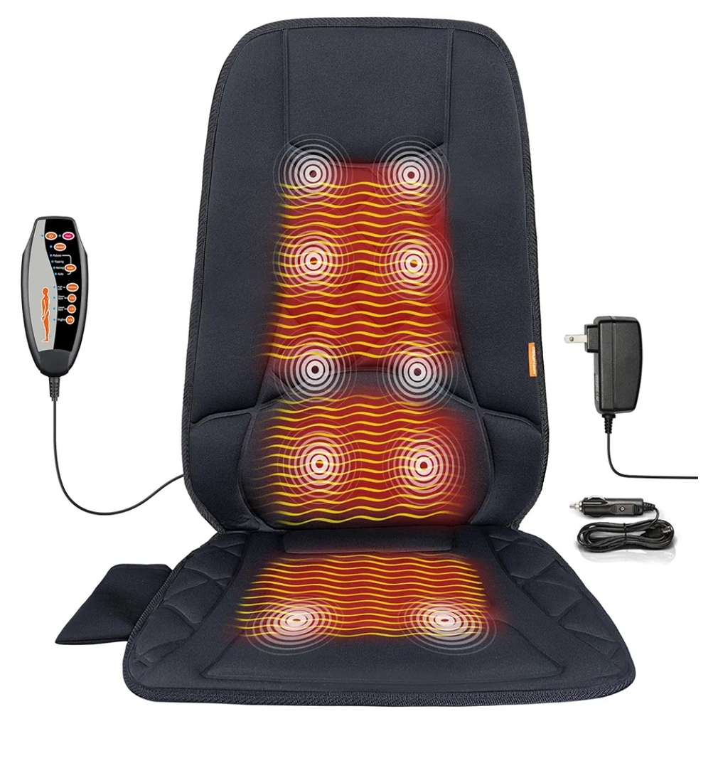 CARSHION 10 Vibration Motors, Massage Seat Cushion with Heat,Back Massager for Chair Back Massager Heated Seat Cover Massage Chair Pad for Pain Relief Home Office Use
