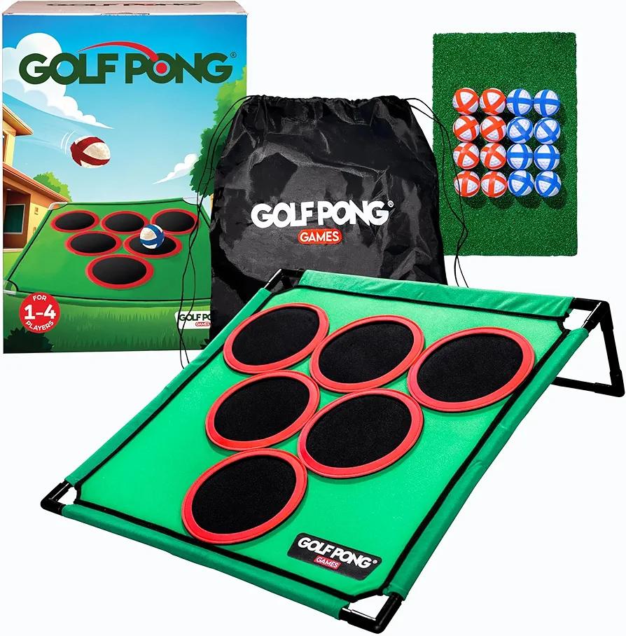 Golf Pong Game Set, Jumbo Backyard Lawn Game, Portable Indoor-Outdoor Chipping Golf Gift for Men, Women & Family