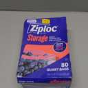 Ziploc Quart Food Storage Bags, Stay Open Design with Stand-Up Bottom, Easy to Fill, 80 Count