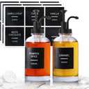 Coffee Syrup Dispenser for Coffee Bar, Set of 2 Simple Glass Syrup Bottle w. Pump and Labels, 16.9 oz 500ml Syrup Pump Dispenser, Syrup Dispenser Black
