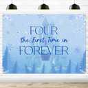 Frozen Four The First Time in Forever Birthday Backdrop Frozen 4th Birthday Party Decorations Kids 4th Birthday Party Photo Background, 7 * 5Ft