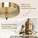 Glass Hanging Lights One-Light Vintage Pendant Light Fixtures Clear Striped Glass Shade Mid Century Modern Pendant Light Gold Brass Light Fixture Adjustable Cord for Dining Room Hallway, Clear-Hardwired-1-Light