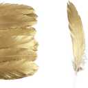 2 x FEARAFTS Gold Feathers Natural Goose for Crafts Wedding Party Decoration 50 Pcs (Gold)