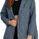 EVALESS Long Jackets for Women Fashion 2025 Winter Coat for Women Business Casual Diamond Quilted Hooded Lightweight Jackets (Large, Sky Blue)