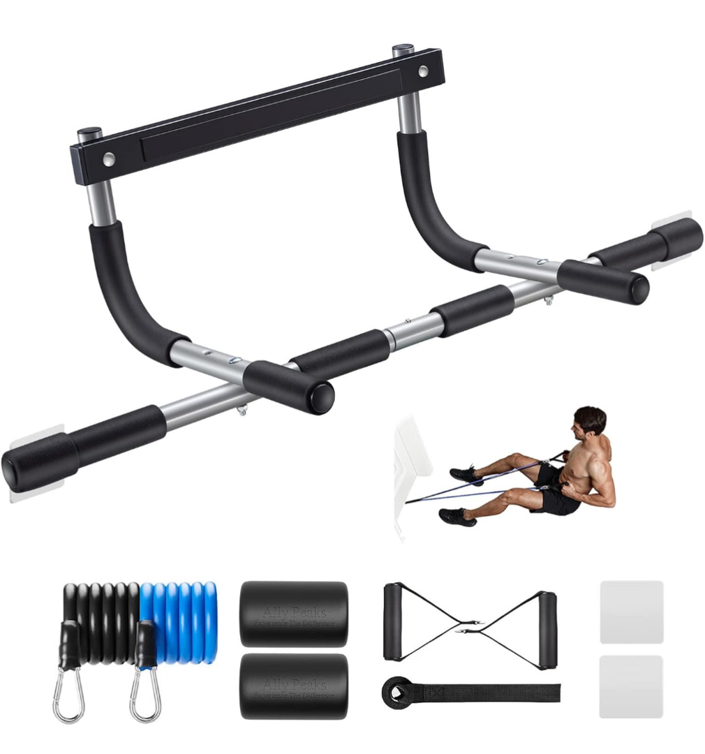 Ally Peaks Pull Up Bar for Doorway | Thickened Steel Max Limit 440 lbs Upper Body Fitness Workout Bar| Multi-Grip Strength for Doorway | Indoor Chin-Up Bar Fitness Trainer for Home Gym Portable