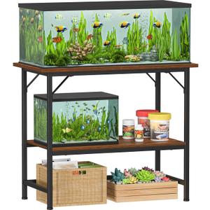Snughome 40 Gallon Fish Tank Stand, Heavy Duty Metal Aquarium Stand with Storage Shelves, 660LBS Capacity Double Aquarium Stand Holds 20-40 Gallon, Reptile Terrarium Stand for Home Office