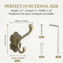 4 Pcs Vintage Coat Hooks, Antique Wall Hook, Gold Decorative Towel Hooks, Vintage Decorative Wall Mounted Hanger for Coats, Keys, Bags, Towel, Hat & Purse