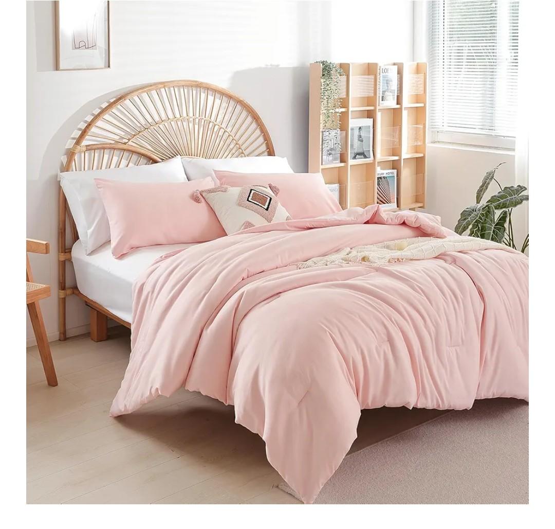 weigelia Pink Comforter Sets King Size Comforter Set 3 Piece Soft Microfiber Comforters Set for Women and Girls Blush Lightweight Alternative Comforter for All Season (1 Comforter, 2 Pillowcases)