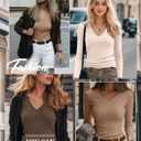 Ficerd 3 Pack Women's Long Sleeve T Shirts Cotton V Neck Slim Fit Tops Ribbed Knit Layering Casual Basic Tees Fall (XXL)