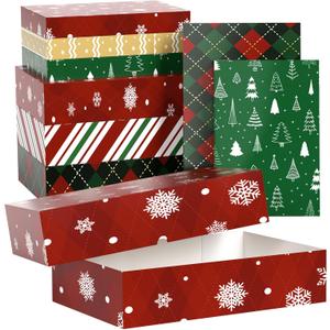 YANGTE 12 Pack Christmas Gift Boxes with Lids - Large 17" (4" Deep) & 14" (2" Deep) Gift Boxes for Present, Wrapping Robe, Shirt, Clothing
