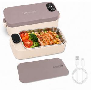 Cordless Electric Lunch Box,Battery-Powered Heated,7200mAh usb Rechargeable Self-Heating Food Warmer with Smart Timer Function,0.9L Large Capacity for Travel,RV,Offices