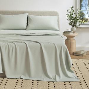 Great Bay Home Cotton Jersey Knit Twin/Twin XL Sheet Set - Ultra-Soft, Stretchy, Heathered Melange Bed Sheets - Cozy, Soft T-Shirt Sheet & Pillowcase Set (Green)