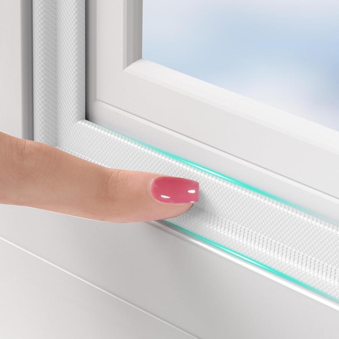 Upgraded Weather Stripping Seal Strip for Door & Window, Self-Adhesive Backing Door & Window Insulation Strip 19.6 Feet, Noise Reducing V-Shape Weathering Seal for Home, Apartment, White