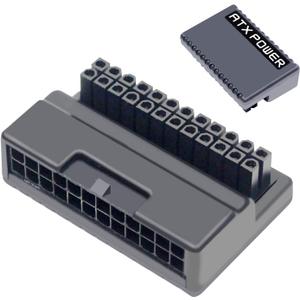 WLGQ ATX 24 Pin 90 Degree Right Angle Male to Female Adapter, Protective Shell for PC Motherboard Power Supply (With housing)