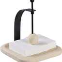 Natural Travertine Napkin Holder - Decorative Square Paper Napkin & Towel Holder for Kitchen, Restaurant, Bathroom - Durable Resin Table Organizer - Stylish Home Gift (Beige) (7 x 7 IN)