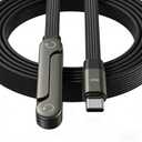 240W Invisible Stand Fast Charging Cable, 240W USB C to USB C Flat Cable 90 Degree Angled, Sideways Phone Type C Charger Cord (4.9FT) Compatible with iPhone 17 Series (Black)