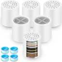 6 Pack 20 Stage Shower Filter Replacement Cartridge, Shower Head Filter Refill for Hard Water to Remove Chlorine Fluoride Heavy Metal, High Output Bath Cartridges for Skin Hair Healthy