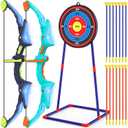 2 Pack Bow and Arrow Set for Kids, Light Up Archery Set with 14 Suction Cup Arrows, Archery Targets Outdoor Games for Kids Ages 4-8 8-12, Birthday Gifts Toys for 5 6 7 8 9 10 11 12 Year Old Boys Girls (Blue&purple)