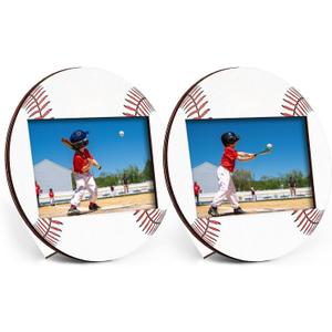 2PCS 4x6 in Baseball Picture Frame,Sport Themed Wooden Photo Frame,Baseball Tabletop Picture Frame,For Tabletop Display Home Hotel Office Decoration