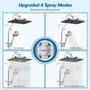 Hibbent cUPC Certified 13'' Shower Head Combo, High Pressure 5 Spray Rainfall Showerhead, 10 Spray Mode Handheld, All Metal Easy Reach 4-way Diverter Arm with Pause Mode, 71'' Hose and Holder, Chrome