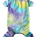 Dog Pajamas for Dogs Cotton Tie dye Pet Clothes Dog Onesie Jumpsuit Pet Sleeper Shirts Full Coverage Dog Pjs (3XL Blue Tiedye)